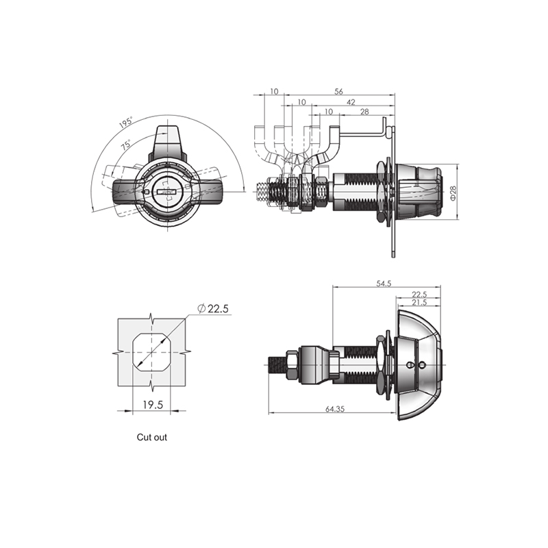 أقفال مزلاج ضغط MS309-7 مع أسطوانة قفل، قابلة للتعديل أقفال مزلاج ضغط MS309-7 مع أسطوانة قفل، قابلة للتعديل