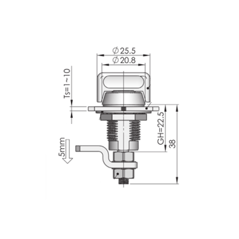 MS816-3S-2 مربع 6*6 مللي متر قفل اسطوانة ضغط مزلاج أقفال MS816-3S-2 مربع 6*6 مللي متر قفل اسطوانة ضغط مزلاج أقفال