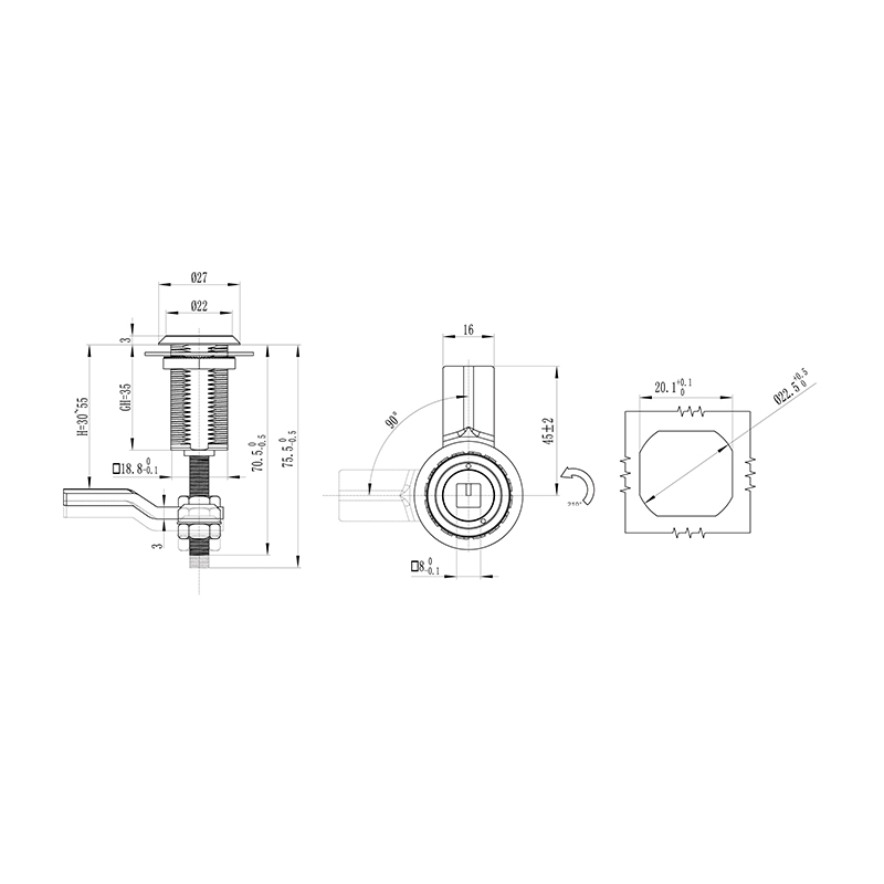 MS816-3D-1 أقفال مزلاج ضغط اسطوانة مثلثة 8 مم MS816-3D-1 أقفال مزلاج ضغط اسطوانة مثلثة 8 مم